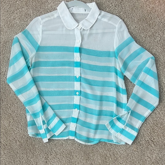 H&M Tops - H&M White and Blue Striped Button Down Shirt
